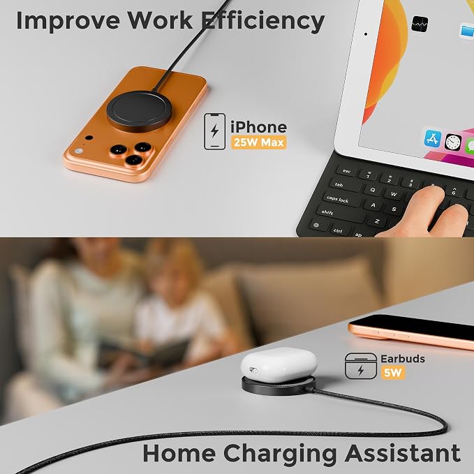 25W Magnetic Wireless Charging Pad: Qi2.2 Qi2 MagSafe Fast Charger for iPhone Air 17e 17 16 15 14 Pro Max, Samsung Galaxy S26 S25, Google Pixel 10 & AirPods, Gift Ideal for Desk Travel (Black, 2 Pack)