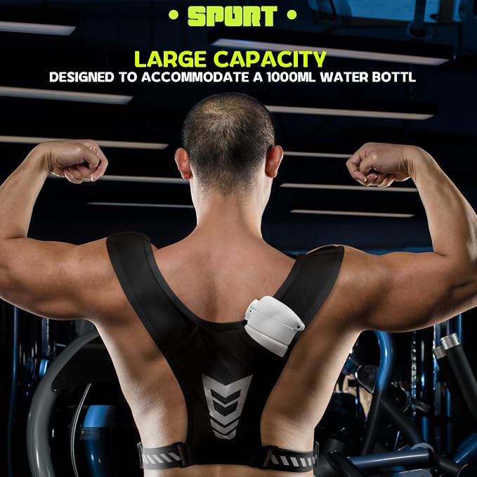 Reflective Vest Chest Phone Holder, Adjustable Hydration Training Workout Gear for Nighttime Running Biking
