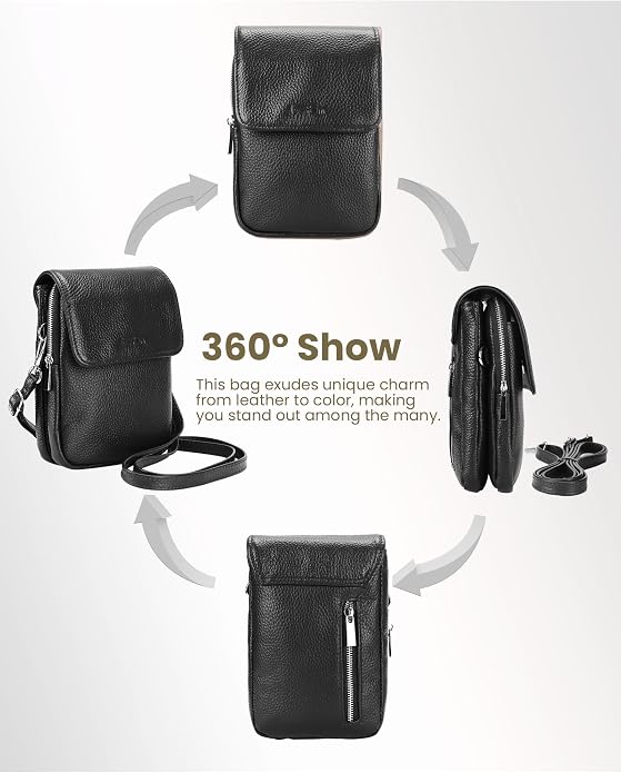 befen Genuine Leather Small Crossbody Bags for Women, Cell Phone Cross body Purse Bag with RFID Blocking Card Slots