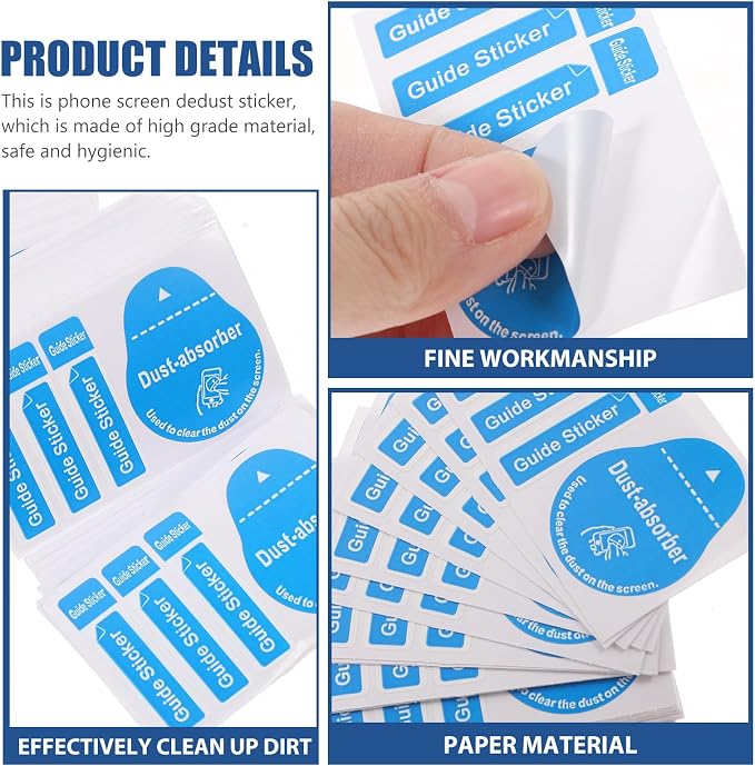 400pcs Film Dust Removal Sticker Cleaning Tool Telephone Dedust Sticker for Phone Laptop Sticker Screen Removal Sticker Dust Phone Dedust Sticker Blue Lens Paper