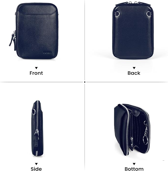 befen Genuine Leather Crossbody Cell Phone Purse for Women, Small Zip Around RFID Blocking Crossbody Wallet Bags