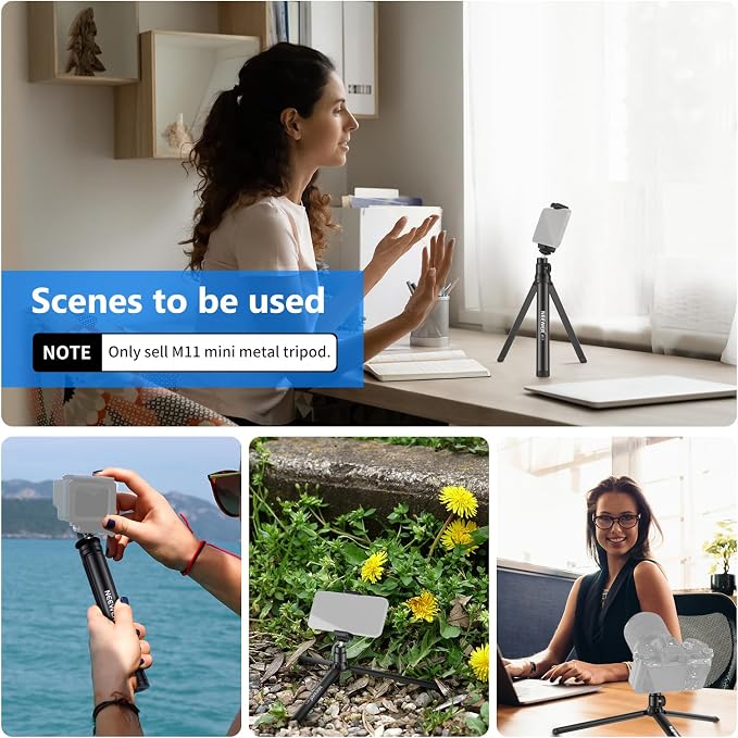 NEEWER Mini Metal Tripod, Table Stand, Desktop Compact Tripod Compatible with Crane M2, Smooth Q2, Gimbal Grip Stabilizer and All Cameras