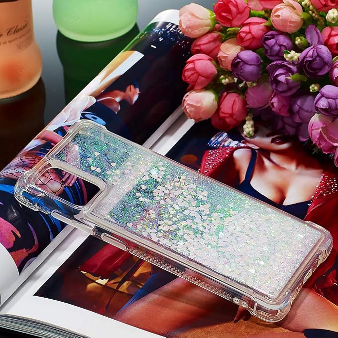 Glitter Phone Case für Galaxy A71 Women, Bling Flowing Liquid Case Bumper Protective Cover TPU Silicone Shockproof Back Case Transparent Hard Case Anti Yellowing Compatible with Samsung Galaxy A71