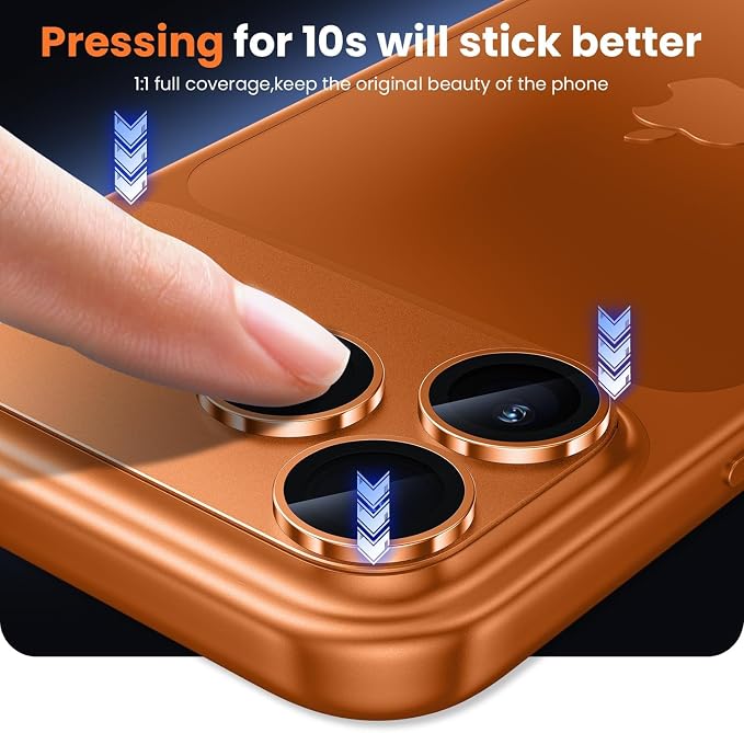 SAHARA - Ultra-Strong Camera Lens Protector for iPhone 17 Pro (2-Pack), Strong Titanium, HD Clear, Anti-Fingerprint, Easy Install, Cosmic Orange, (ZD00188)