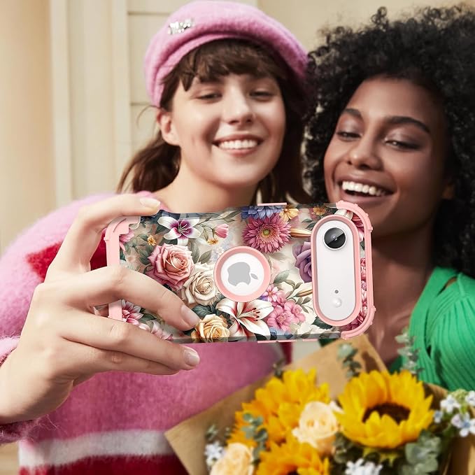 Hocase for iPhone Air Case 6.5", Heavy Duty Shockproof Protection Soft Silicone Rubber+Hard Plastic Bumpers Hybrid Protective Case for iPhone Air 2025 - Rose Flowers