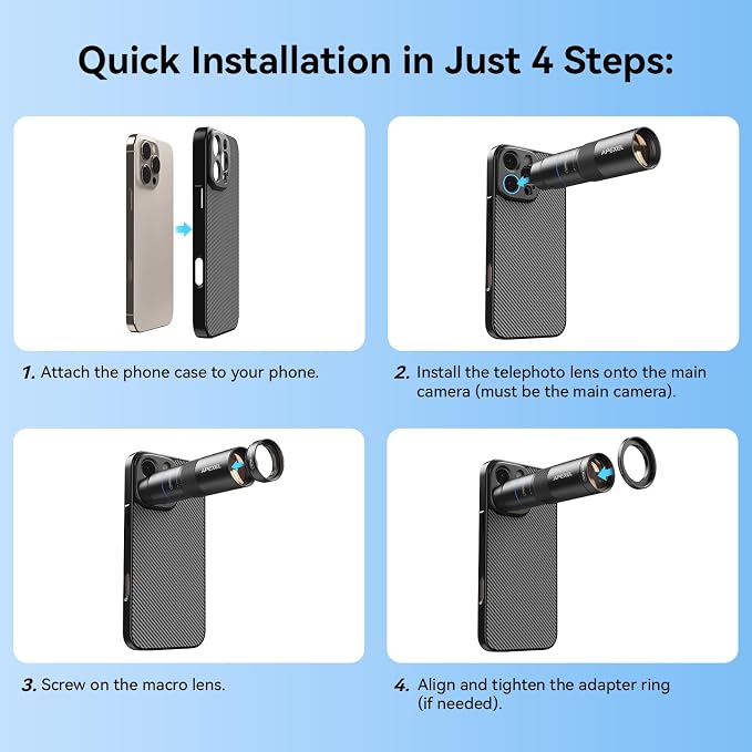 APEXEL 10X Tele-Macro Pro Dual Lens 2-in-1, Portable Clip-On Telephoto Macro Lens for 15 pro, Pro Photography for Travel, Concert, Exploration