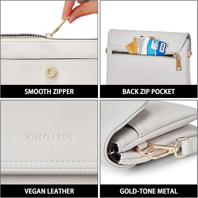 CHOLISS Small Crossbody Bags for Women, Vegan Leather Cell Phone Purse, Mini Travel Purse with Adjustable Strap Womens Gifts