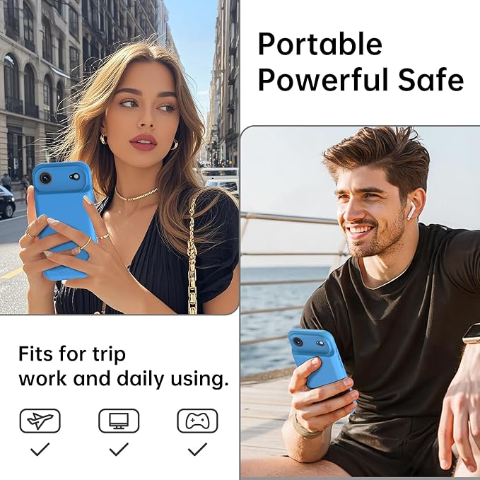 GIN FOXI Battery Case for iPhone 17 AIR, Charging Case Rechargeable Charger 8500mAh Ultra-Slim Lightweight Powerful Battery Pack 15W Fast Anti-Fall TPU Juice Box for 17 AIR (6.5") Blue