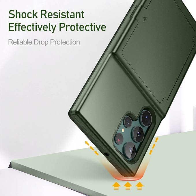 WeLoveCase for Samsung Galaxy S22 Ultra Wallet Case with Credit Card Holder & Hidden Mirror, All-Round Protection Shockproof Phone Cover Designed for Samsung Galaxy S22 Ultra, 6.8 Inch Green