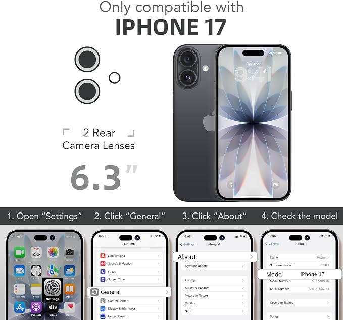 BERFY for iPhone 17 Case, Compatible with MagSafe, Built-in Privacy Screen Protector, Camera Protection, Shockproof Full Body Phone Case 6.3", Clear Black