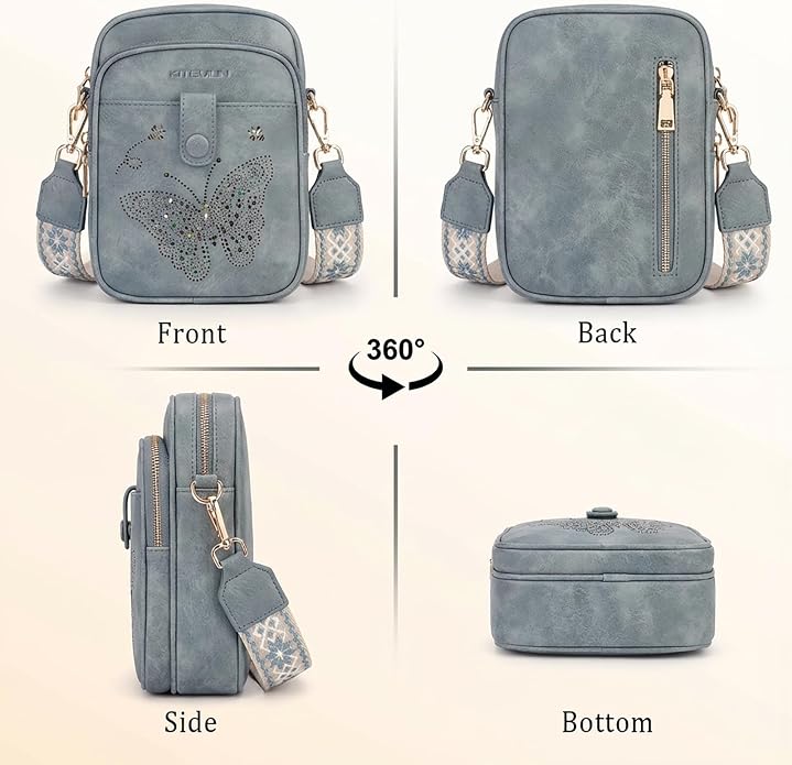KITEVIUN Crossbody Bags for Women Leather Crossbody Purse Small Shoulder Phone Purse with Adjustable Strap & RFID Card Slots