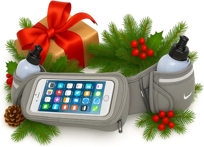 No.1 Hydration Belt by Runtasty - Premium Running Fuel Belt w/2 BPA-Free 10 oz Water Bottles, Tilt-Up Pocket w/Touchscreen-Ready Cover - Fits All iPhones, Runners Ebook & No-Bounce Design