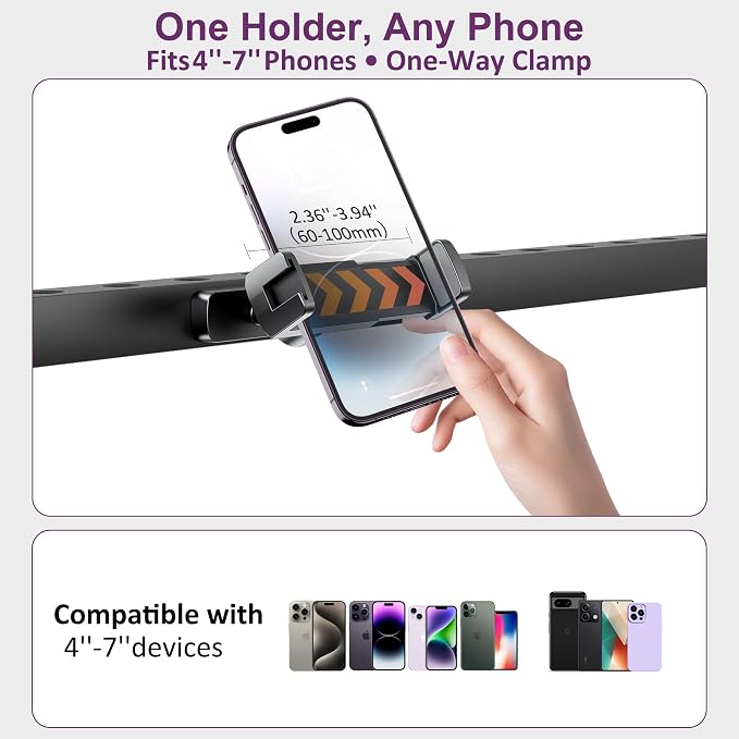 Magnetic Phone Holder for Gym, Magnet Gym Phone Mount w/ 6 x N52 Magnets, Home Workout Gym Accessories for Men Women, Quick Release Clamp, Thick-Case Friendly, Fits 4.7–7" iPhone 17/16/15/14 & Galaxy