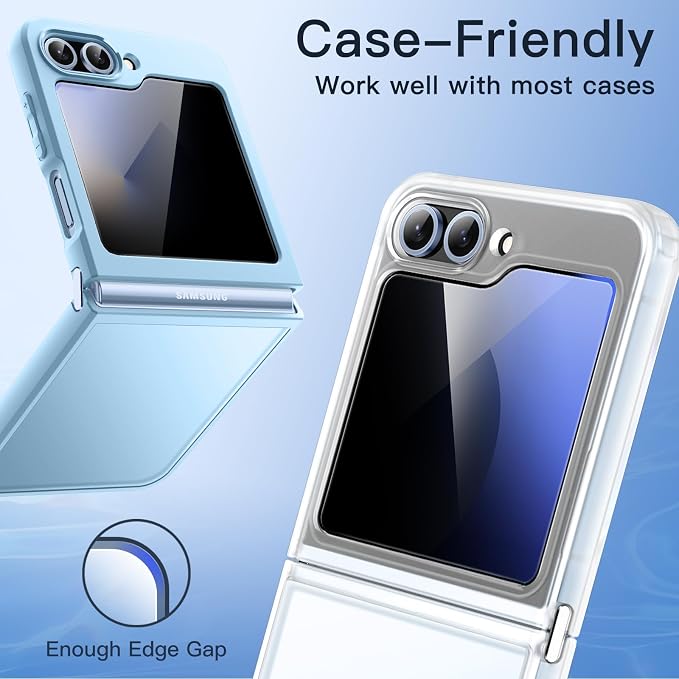 JETech Front Privacy Screen Protector for Galaxy Z Flip 7 FE/Flip 6, 2-Pack | Anti-Spy 9H Tempered Glass, Easy Installation Tool, Case-Friendly