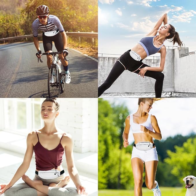 Running belt for Women &Men,Adjustable Exercise Waist Pack Reflective Running Belt for Sports Workout Cycling Hiking, Casual Hands-Free Wallets Phone Bag Fits All Phones (white)
