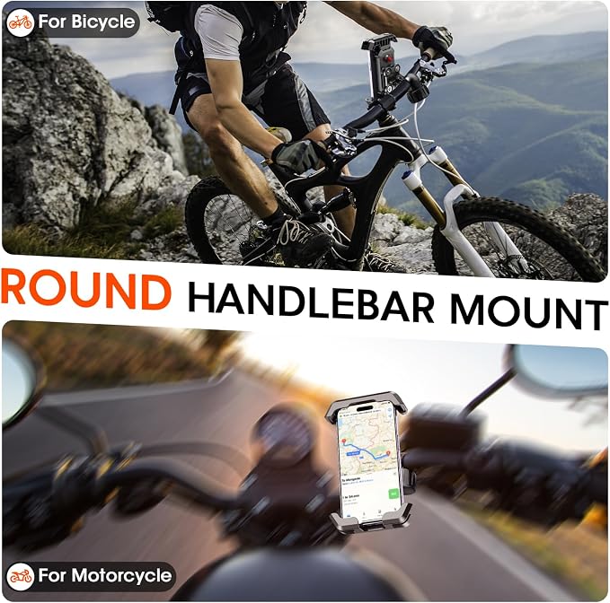 Mountain Bike Phone Mount: Heavy-Duty Anti-Shake Lock Holder – One-Hand Quick Release Cradle with Silicone Corners for MTB Trail Cyclists & Off-Road Riders – Fits iPhone Android 4.7-7in