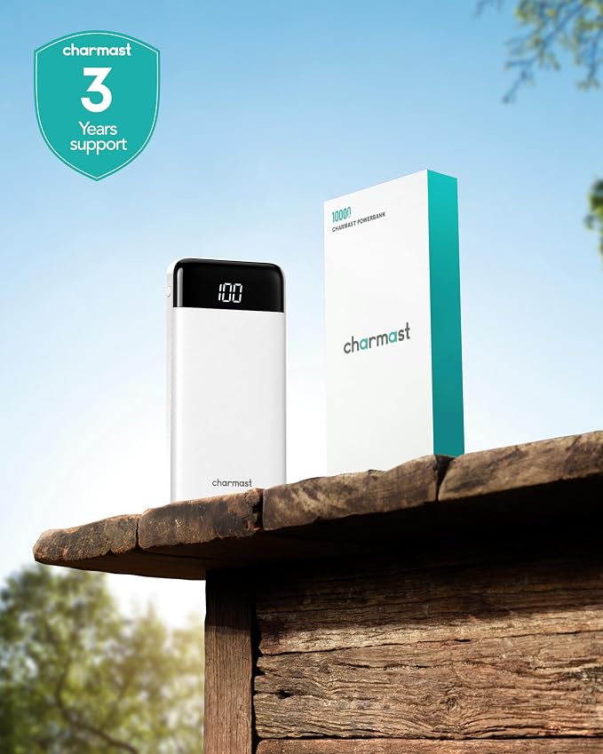 charmast Portable Charger with Reinforced Built-in 4 Cables,10000mAh Power Bank Travel Essentials 6 Outputs 3 Inputs 3A Fast Charging Compatible with iPhone iPad Samsung Google Pixel LG Moto etc.