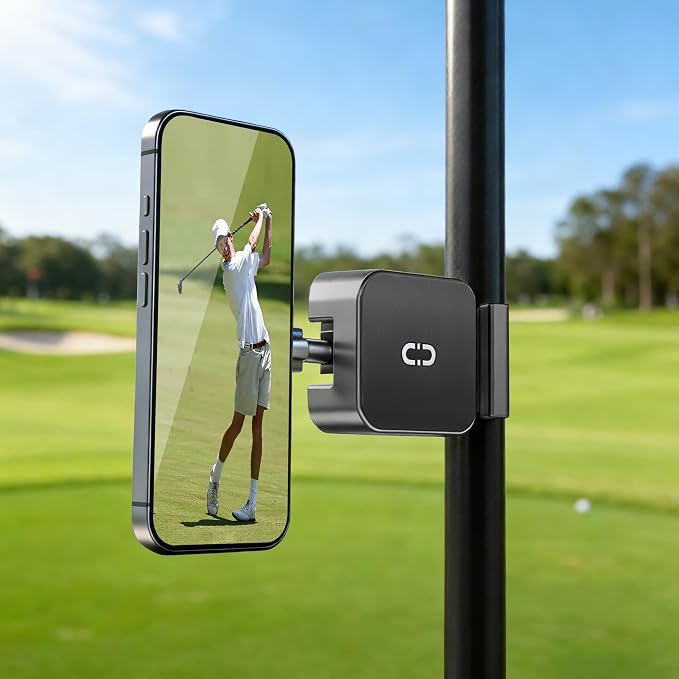 Alloy Magnetic Golf Cart Phone Holder for MagSafe iPhone,Unique Golf Gifts for Men Golfers Dad Father Husband,360° Foldable Rotation Phone Mount Portable Golf Accessories Mini Gym Phone Holder