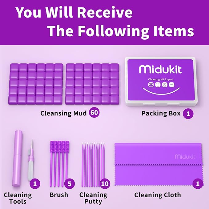 Cleaner Kit for Airpod, Earbud Cleaning Putty, Cleaning Kit Compatible with Airpods iPhone, fits Earbud Phone Ear Wax Dirt, Cleaning with Putty, Cleaning Pen, Microfiber Cleaning Cloth & Brushes