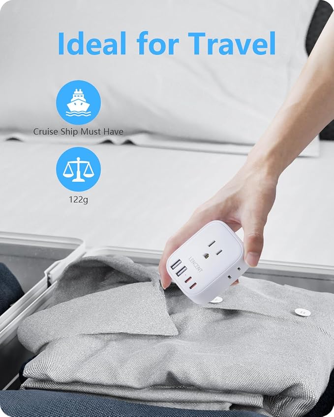 LENCENT 3 Pack US to UK Ireland Travel Plug Adapter, Grounded Type G Plug | Travel Adapter with 4 Outlets 4 USB Ports (2 USB C), Power Plug for USA to Dubai Scotland British London England Hong Kong