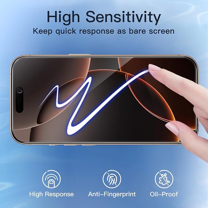 JETech Privacy Screen Protector for iPhone 16 Pro Max 6.9-Inch with Camera Lens Protector, Anti-Spy Tempered Glass Film, Easy Installation Tool, 2-Pack Each