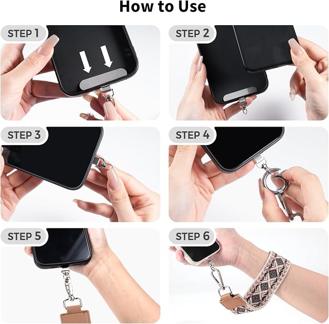 Tiostep Clip and Go Strap for Phone with Wallet Crossbody Phone Lanyard with Anti-Theft Zipper Pouch Detachable Quilted Wrist Wallet with RFID and ID Window for Daily and Travel