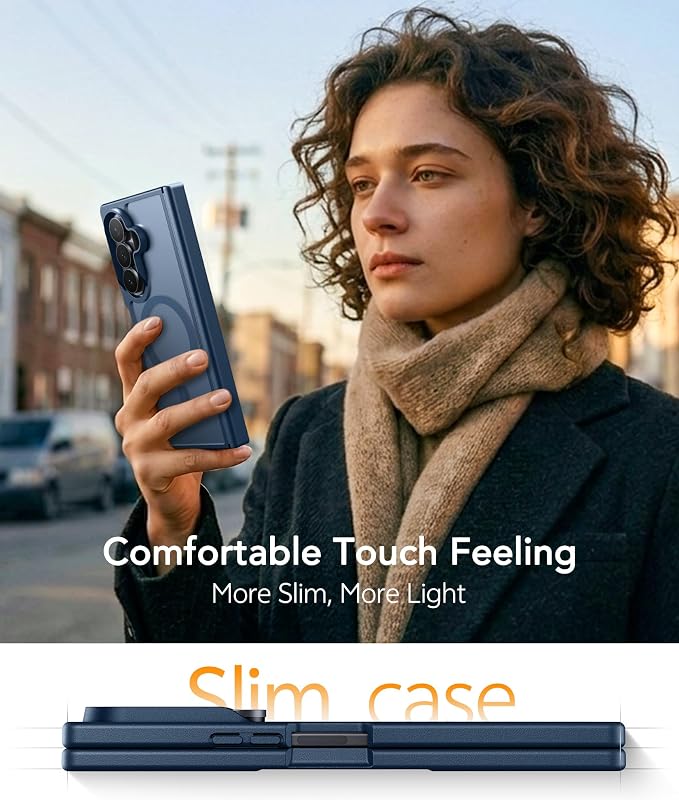 FNTCASE for Samsung Galaxy Z Fold 8 Ultra / Z Fold 7 Case, Fit for Magsafe | Hinge Protection, Screen Protector, Translucent Matte, 14FT Military Grade Drop Proof, Protective Phone Cover, Blue