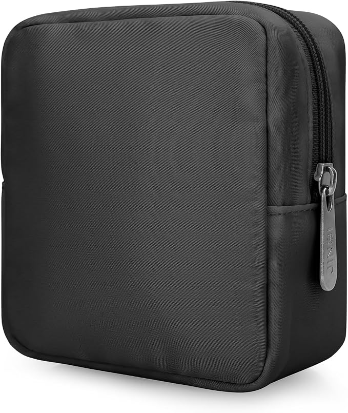 Tech Organizer Pouch, Small Multi-Pocket Electronics Case (Black) | Water-resistant nylon, foam padding, metal zipper, travel cable bag for charger, power bank, earbuds, SD cards and USB cables