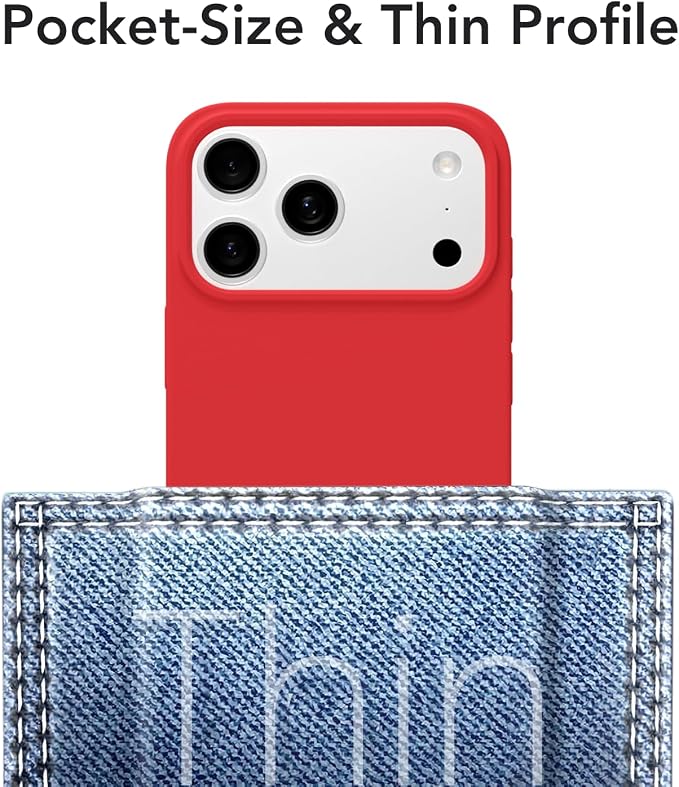 for iPhone 17 Pro Max Case Silicone Compatible with Magsafe Case, Ultra Slim Thin Magnetic Phone Cases Mag Safe, Cute Soft Rubber Gel TPU Matte Plain Wireless Charging Cover for Women, Red