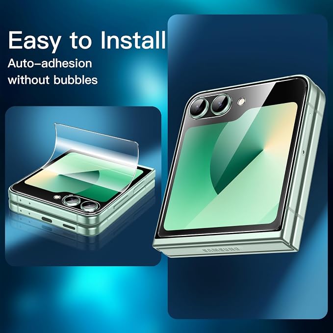 JETech Front Screen Protector for Samsung Galaxy Z Flip 7 FE/Flip 6, 3-Pack | Full-Coverage PET Film, HD Clear, Case-Friendly Design