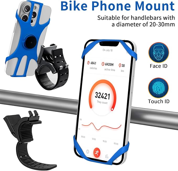 3in1 Phone Holder for Running,Arm Band/Wrist Holder/Bike Mount,Phone Armbands 360° Rotation & Detachable Fit All 4.5-7" Phone for iPhone 17/16/15/Pro/14/13/12/mini/Pro Max/XS/XR (Blue)