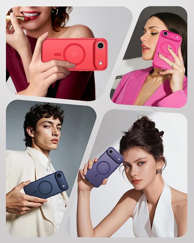 TOCOL for iPhone Air Case, Compatible with Magsafe Charger, Full Camera Protection, Drop Protection, Translucent Matte Phone Case for iPhone 17 Air 6.5 inch (Hot Pink)