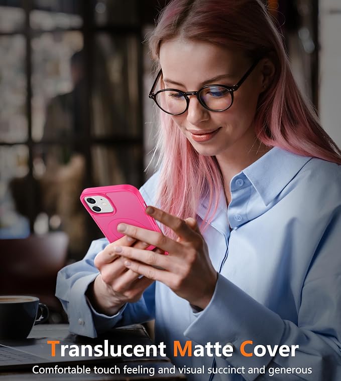 FNTCASE for iPhone 12 Phone Case: for iPhone 12 Pro Magnetic Matte Textured Military Grade Drop Protection Translucent Cell Cover - Slim Durable Shockproof Protective Bumper