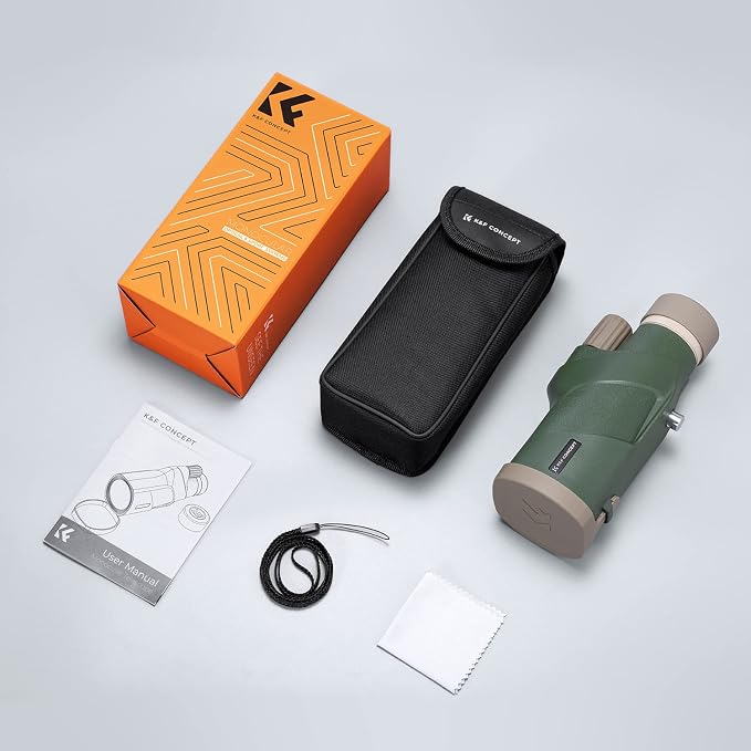 K&F Concept® 12X50 Monocular Telescope with Cleaning Cloth, FMC Lens & BAK4 Prism Telescopes for Adults, Sky Captain HD Monocular for Bird Watching Hunting Hiking Camping Travelling