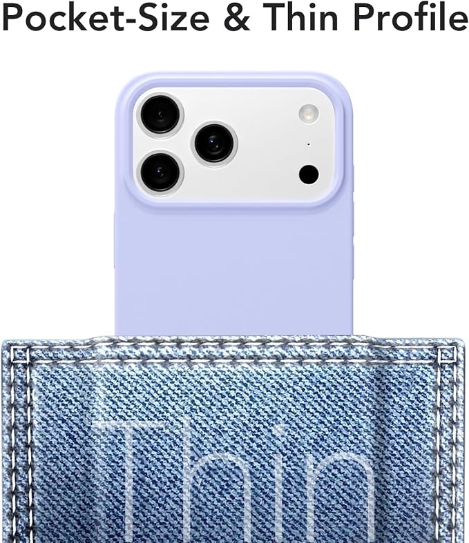 for iPhone 17 Pro Max Case Silicone Compatible with Magsafe Case, Ultra Slim Thin Magnetic Phone Cases Mag Safe, Cute Soft Rubber Gel Matte Wireless Charging Cover for Women, Purple Lavender