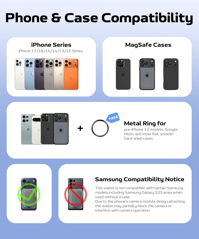 GolbinBox for MagSafe Wallet with Stand, Magnetic Phone Card Holder for Men, Holds 4 Cards with RFID Blocking, Slide-Open Metal Cover, Built-in Kickstand for iPhone 17/16/15/14/13/12 Series, Gray