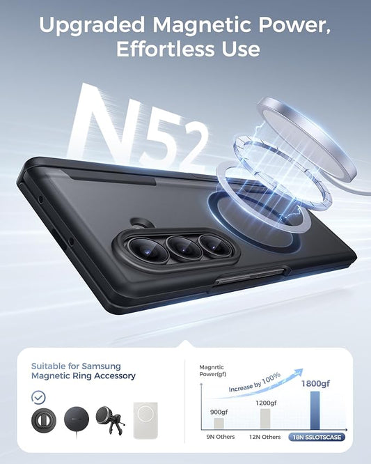 SSLOTSCASE Magnetic Slim for Samsung Z Fold 8 Ultra Case with Stand, Black | Compatible with MagSafe, Hidden Kickstand, Hinge Protection, HD Screen Protector, Rugged Silicone Men Women Phone Cover 2026