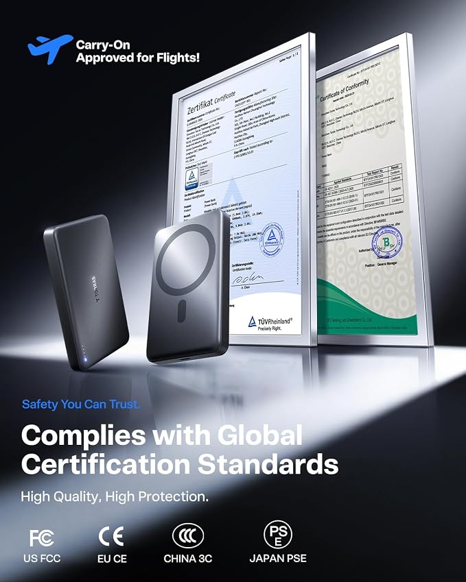 TORRAS MiniMag 25W Qi2.2 Magnetic Portable Charger Power Bank, 10000mAh Fast Portable Phone Charger, 45W Output & 30W Input USB-C, Slim Battery Pack Charger Portable for iPhone 17/16/15/14/13