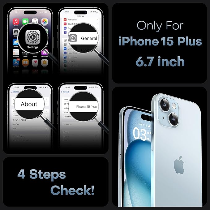 TOCOL Magnetic for iPhone 15 Plus Case Clear, Non-Yellowing, Full Camera Protection, Compatible with Magsafe, Military Grade Protection, Bumper for iPhone 15 Plus 6.7 Inch (Clear)