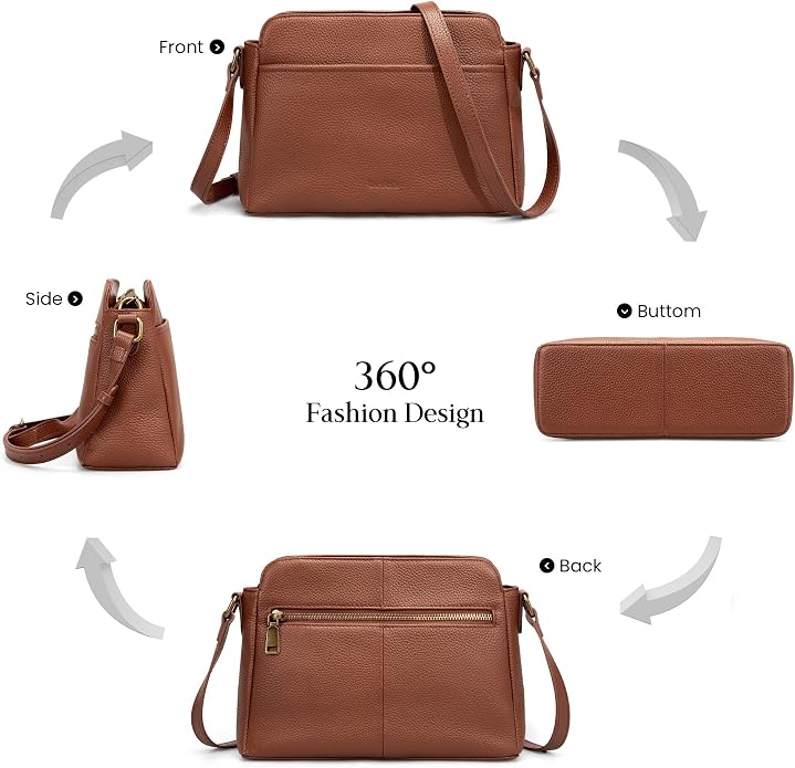 befen Anti-theft Crossbody Bag for Women Genuine Leather, Small Cross Body Shoulder Handbags with RFID Card Slots
