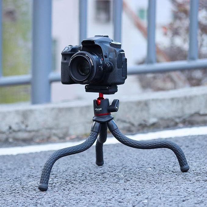 ULANZI Camera Tripod, Mini Flexible Stand w Hidden Phone Holder w Cold Shoe Mount, 1/4'' Screw f Magic Arm, Universal f iPhone 17 16 15 14 Pro Max XS Max X Samsung Canon Nikon Sony DJ Pocket 3 Cameras