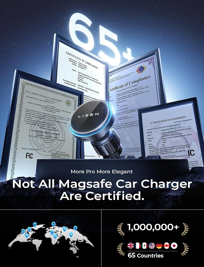 LISEN for iPhone 16 Magsafe Car Mount Charger, Fast Charging 15W Magnetic Wireless Car Charger Air Vent for iPhone 16 Pro Max, Vent Phone Mount for Car Wireless Charger Fits iPhone 15 14 13 12, Blue