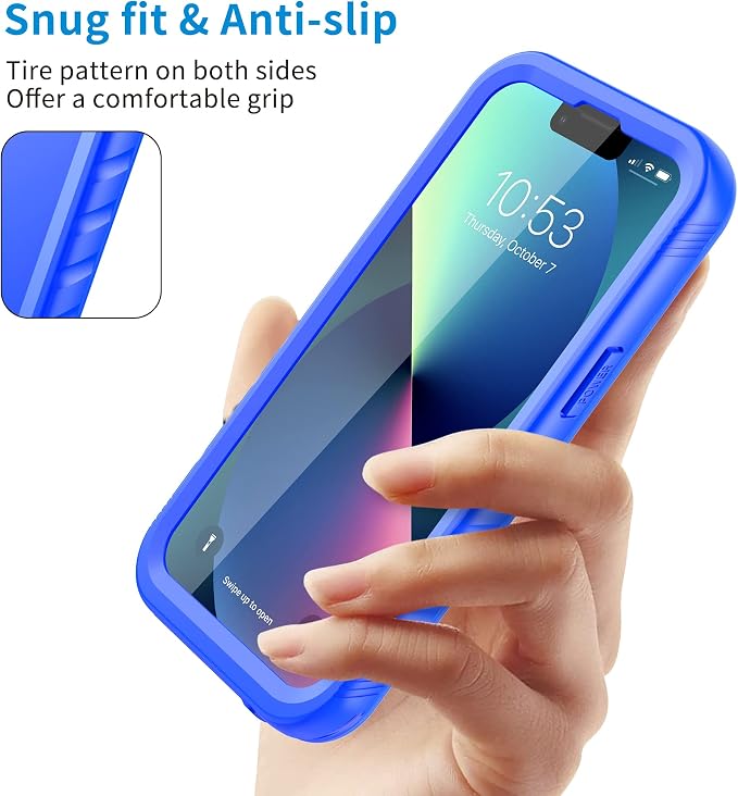 SPORTLINK Compatible with iPhone 13 Waterproof Case - Full Body Shockproof Dustproof Phone Screen Protector Rugged Waterproof Case for iPhone 13 6.1 Inches Blue