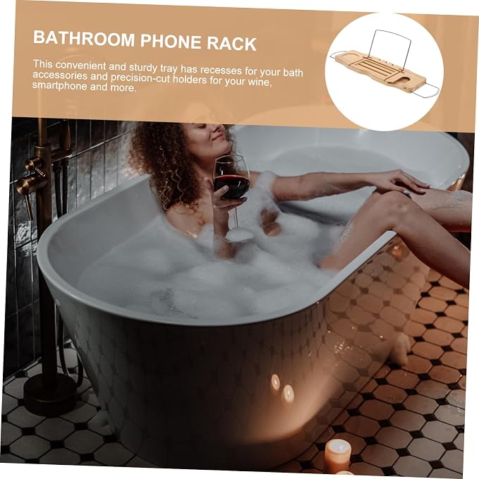 BESTOYARD Adjustable Bath Tray for Bathtub Non- Bath Tray Phone Holder Towel Storage for Relaxing Snacks Movies