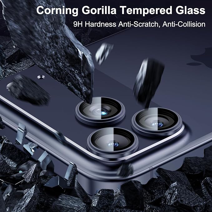 Esanik Upgrade 2 Pack for iPhone 17 Pro Camera Lens Protector, Aluminum Alloy Metal matte Case Tempered Glass Camera Screen Cover, Scratch Resistant Case Friendly (Blue)