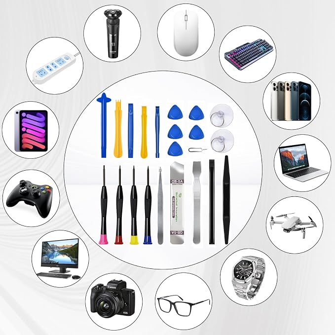 22 Piece Professional Electronics Opening Pry Screwdriver Set Multiple Functions Tool Repair Kit, for Cellphone iPhone Laptops Tablets Pry Open Replace Screen Battery and More