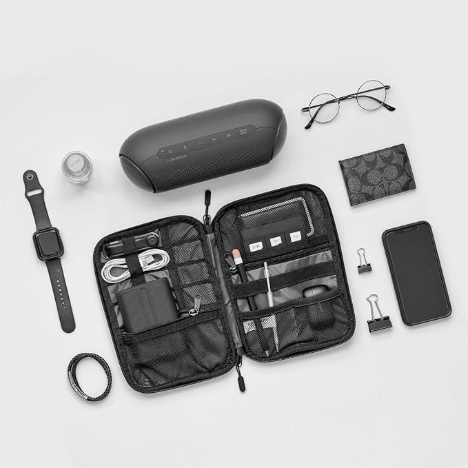 BAGSMART Large Electronic Organizer Travel Case for Tech Accessories, Black | Tech Accessories, Cord Storage, For Phone, Power Bank, SD Card, Cables