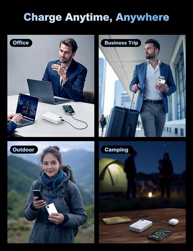 Portable Charger Power Bank, PD 22.5 W Fast Charging Large Capacity Battery Pack, 56800mAh Portable Phone Charger for Travel Camping Essential Compatible with iPhone 17/16/15/14/13 Series, iPad-White