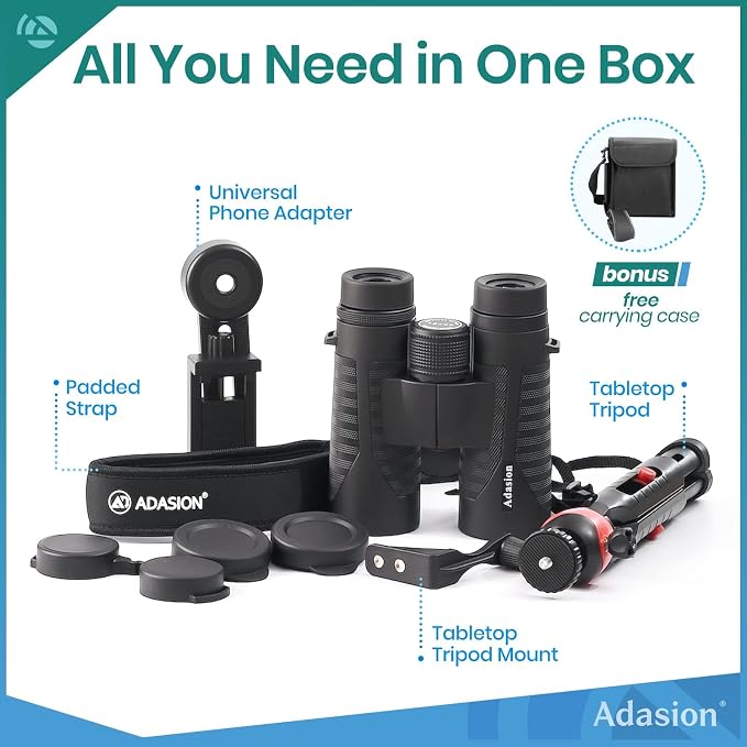12x42 Binoculars for Adults High Powered with Phone Adapter & Tripod