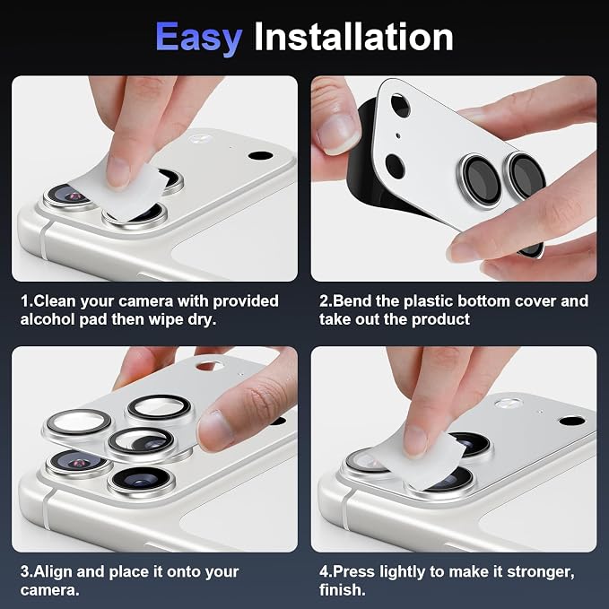 Camera Lens Protector for iPhone 17 Pro max, Aluminum Alloy, Tempered Glass Screen Protection,2pack, Silver